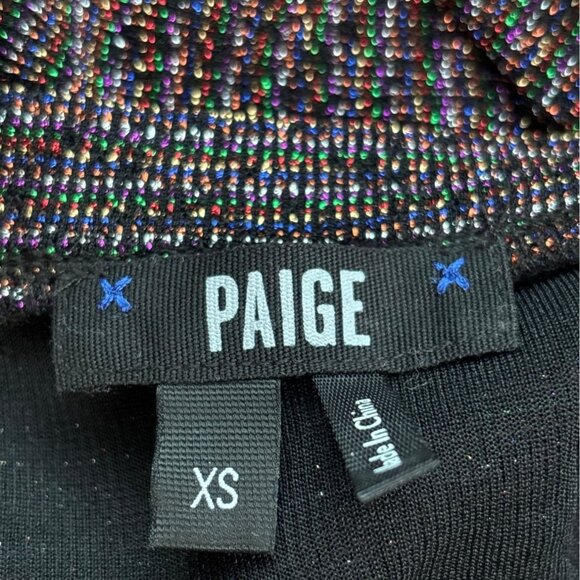 NWT Paige Rainbow Metallic Jasper Wrap Top XS Puff Sleeve Sparkle Glitter Blouse - Picture 5 of 7